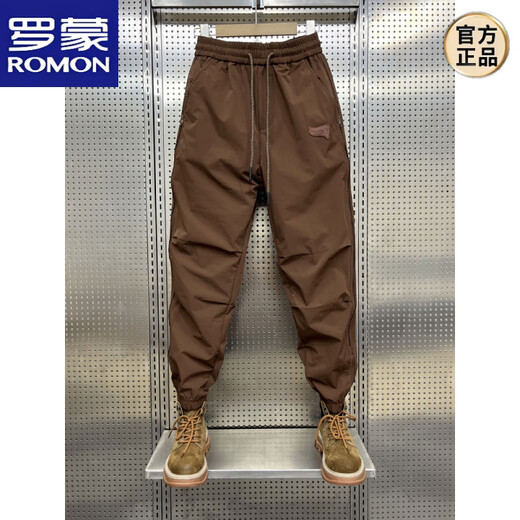ROMON Frühjahr neue Small-Foot-Overalls für Herren, locker sitzende Outdoor-Sport-Haremshosen, hübsche Modemarke, einfarbige Freizeithosen, Khaki, M, Gewicht 100–125, Jin Jin entspricht 0,5 kg
