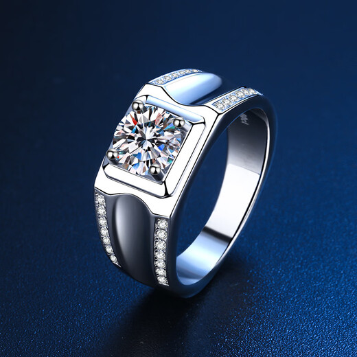 Guanpu Pavilion Fat Donglai quality men's platinum ring pt950 men's ring niche moissanite diamond ring simple light luxury versatile knot platinum men's ring 50 points