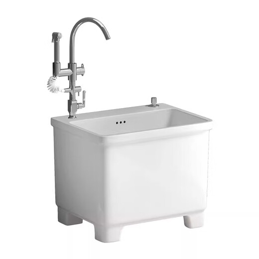 Suse wash mop pool high-foot balcony bathroom mop pool household ceramic floor basin four-legged mop pool sink 41*31*41 with overflow + Taiwan controlled drain