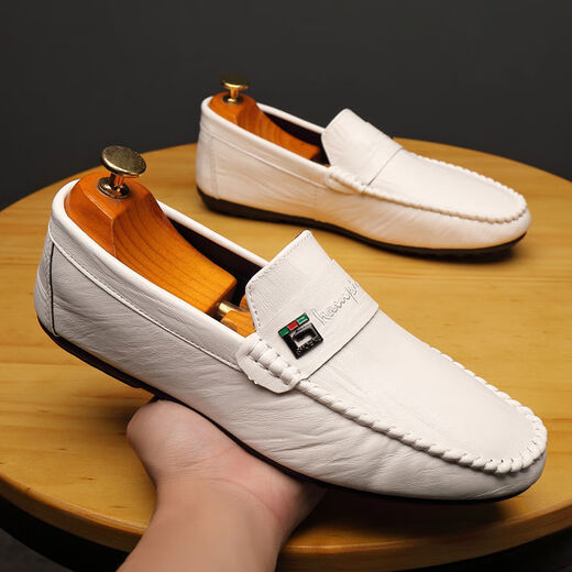 Huili Jun Doudou Schuhe Herren Frühling und Sommer Neue Herrenschuhe Koreanisch vielseitige Männer lässige Lederschuhe Einbeinige Fahren fauler Schuhe Trend 825 Black 43
