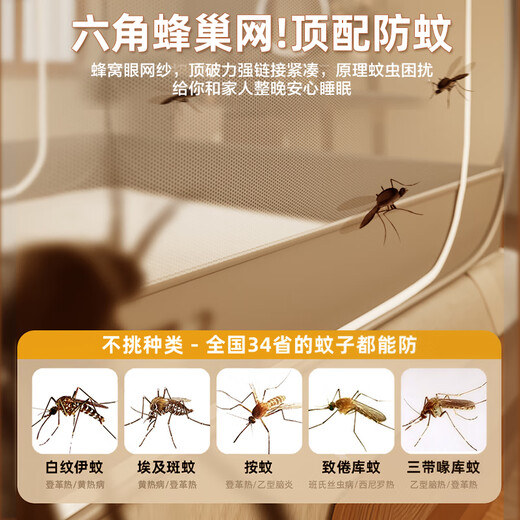 无印良品A类免安装防摔蚊帐 三开门折叠蒙古包蚊帐1.8x2米床【加密网眼】