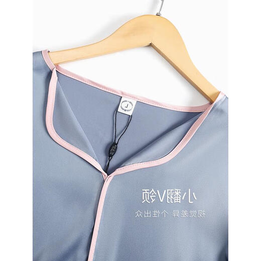 
GPHF Japanese light luxury ice silk casual pajamas women's spring and summer high-end 2025 new summer nightgown home clothes 9901 silver grey [long-sleeved trousers] L