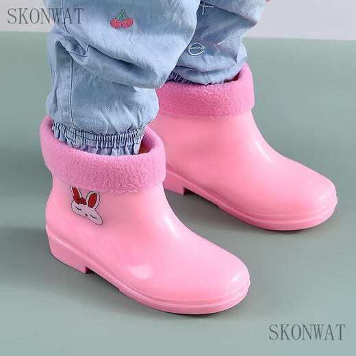 SKONWAT儿童雨鞋男女款20年新款防滑加绒上学男女童幼儿园雨靴宝宝水鞋 蓝色中筒不加绒恐龙【按内长下单 适合脚长18厘米的脚【31码】
