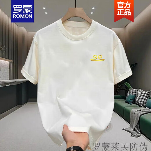 
ROMON (ROMON) national trend short-sleeved T-shirt for men's summer pure cotton half-sleeved T-shirt loose large size trendy versatile round neck base top black [front left and back large picture K838 SAYHI palm S recommended 90-100 Jin [Jin equals 0.5 kg]