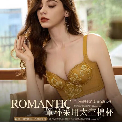 AXRG中脉JM小胸显大调整型内衣贵妇精油刺绣收副乳聚拢防下垂文胸罩 莫奈灰9215# 85A 38/B通杯