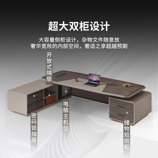 Chengyu boss desk simple modern desk supervisor desk and chair combination luxury double cabinet president manager desk office furniture 2.0 meters luxury boss desk