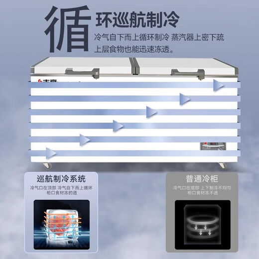 志高冰柜商用大容量卧式冷冻冷藏单温保鲜展示柜超大冷柜家用冰箱 [688机械温控]铜管一级能效1.6