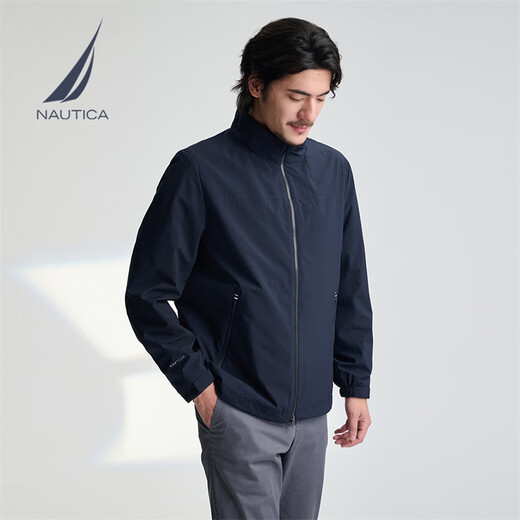 NAUTICA Men's 25 Spring New Anti-light Water Splashing Comfortable Small Stand Collar Jacket Men's JE5150 Navy Blue 4NV M