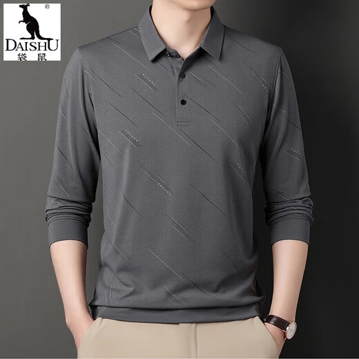 
Kangaroo (DAISHU) Spring and Autumn Long Sleeve T-shirt Men's Top 2024 New Middle-aged Casual Men's Lapel Dad Casual T-shirt JXFXL1160-826 Black M 165 95-115Jin [Jin equals 0.5 kg]