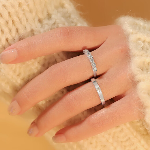 Pt950 platinum row of rings, wedding imitation diamond couple rings, a pair of rings, a gift for boyfriend and wife, light luxury diamond row, women's ring