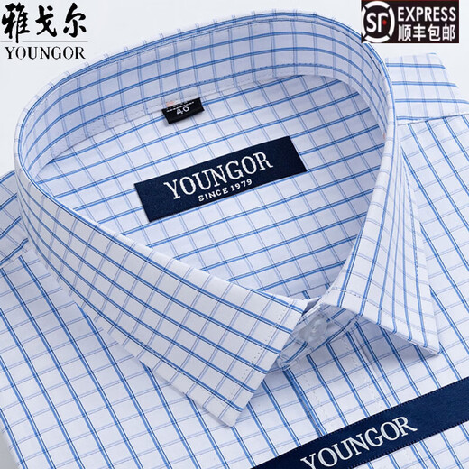 Bürgermeister Yager Shirt Herren kurzärmelig 2025 Neues Sommer High-End Business Casual Formal Kleid Dad Plaid Shirt DX6636 41