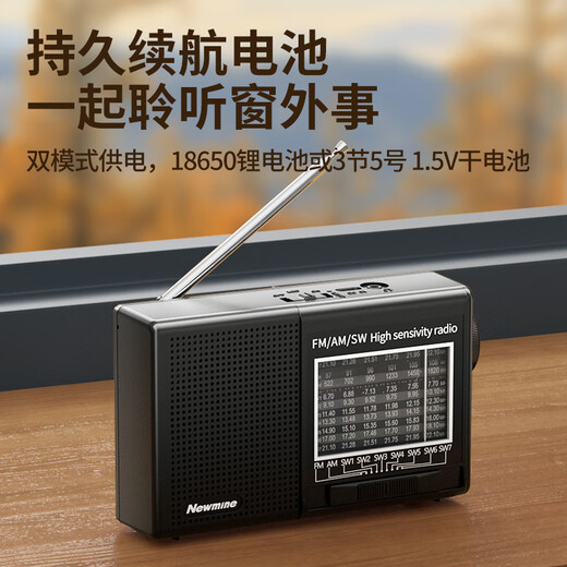 纽曼BT526收音机老人专用LED灯发光迷你小音箱便携式随身听FM调频广播戏曲半导体可充电