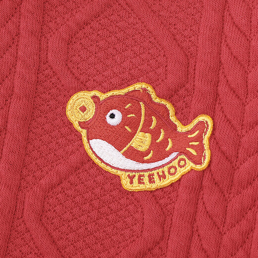YEEHOO Baby New Year Clothes Autumn and Winter Warm Baby Clothes New Chinese Style Baby Jumpsuit Festive New Year Red-Unpadded Style 90cm (Recommended Height 78-90cm)