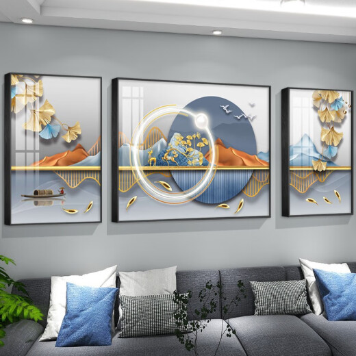 
Modern simple sofa background wall decoration painting living room abstract hanging painting light luxury TV wall painting crystal porcelain mural TXMG9740 middle 80*60cm/right 40*60cm suitable for 2.