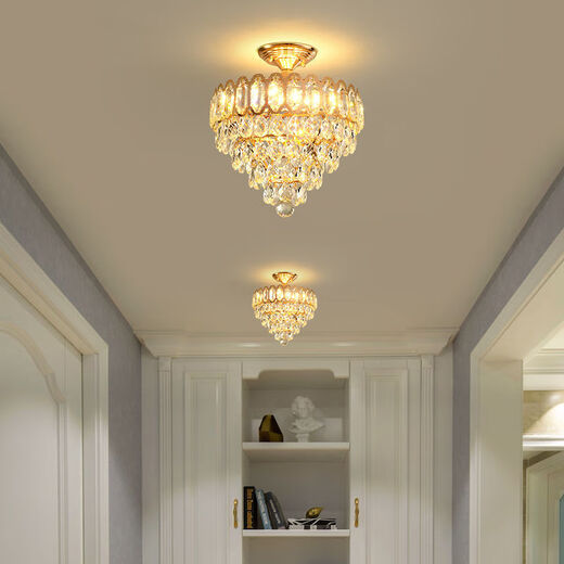 
Ancient Town Lamps Zhongshan Lamps Collection 2025 New Corridor Lighting Aisle Entrance Light European Crystal Chandelier Balcony Bedroom 9928 Gold Three-Color Light Source