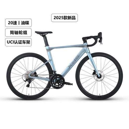 喜德盛公路自行车2025款AD300铝架20速油压碟刹破风弯把竞技单车 白蛇 【整车发货】 510mm