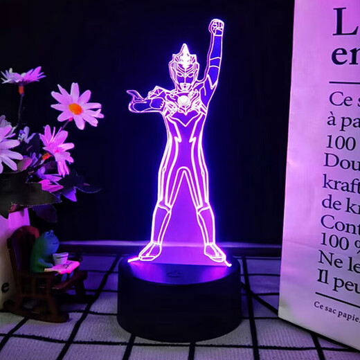 赛罗特利赛迦银河迪迦奥特曼大全3d小夜灯儿童玩具卧室USB插电灯 826特利迦 闪耀形态 白底：触摸+16色遥控