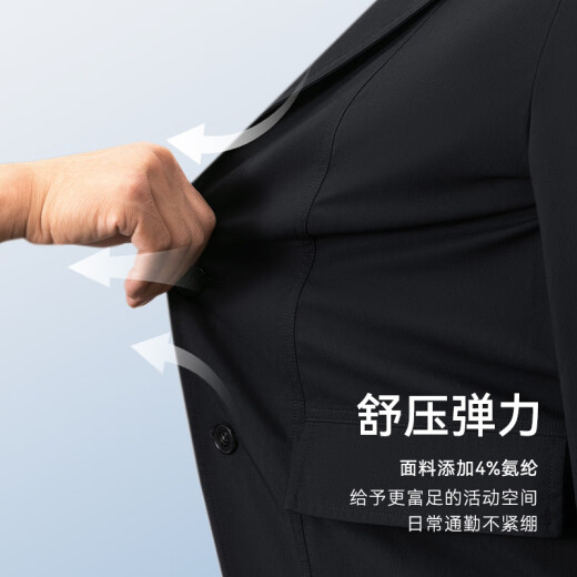 十如仕门店同款单西外套男士【凉感弹力】商务休闲纯色西服男装 BZ01-01 海军蓝 L