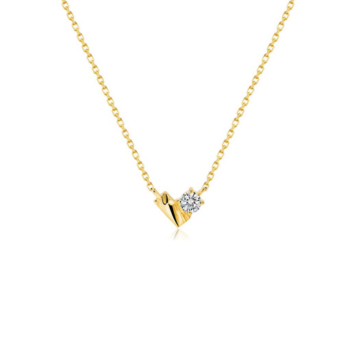 Kechu 18K gold love diamond necklace gold necklace jewelry light luxury laboratory real diamond gemstone for women 18K gold love color cultured diamond necklace-38+5cm