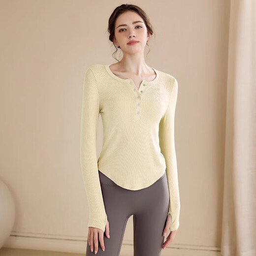 LULU CENTURY Slim Casual Button Yoga Wear Women's Long Sleeve 2025 New Slim Fitness Pilates Sports Top Training Wear Rose Pink L