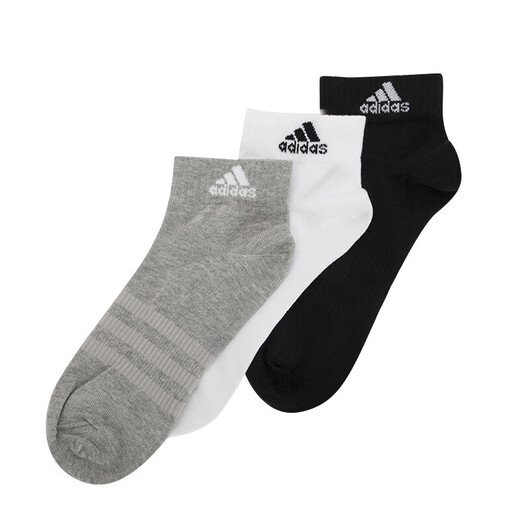阿迪达斯 （adidas）官网官方袜子男袜女袜 春季新款运动袜足球袜透气休闲长袜中筒袜 IC1283/低帮三双装/黑白灰 L(42~46码)
