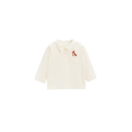 White wheat children's 2025 spring new long-sleeved girls' spring and autumn skin-friendly bottoming shirts boys' polo shirts off-white 80