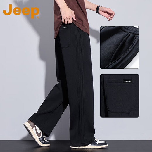 Jeep (Jeep) American подлинные драпированные повседневные брюки в летних зрелости New Men Lise прямо в широко ногах с красивыми высокопроизводительными брюками с длинными брюками серого тонкого стиля [Официальный аутентичный] XL [подходит для 145 джин [Джин равен около 0,5 кг]]