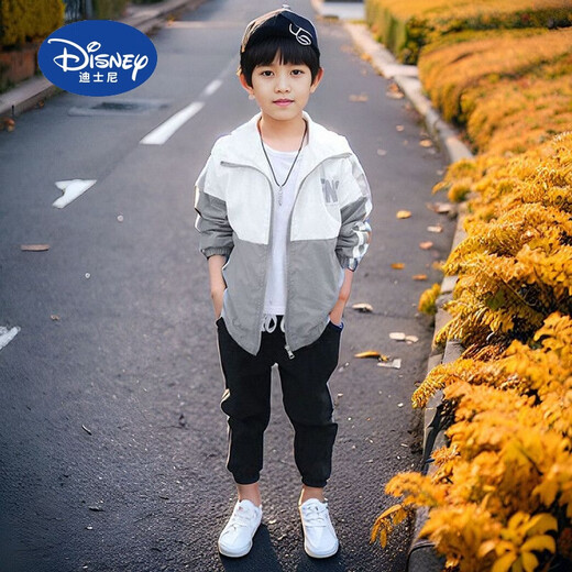 Disney Children's Sun Protection Clothing 2025 Summer New Boys Breathable Lightweight Jacket Western Style Medium and Old Boys Sun Protection Clothing Trendy Gray 140