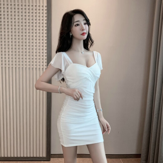 Die Nisi Nightclub Night Shop cubre el vientre y hace que las mujeres se vean delgadas de trabajo de verano ropa de trabajo nocturno de club nocturno Técnico de sauna Muja White M (95-105Jin [Jin iguala 0.5 kg])