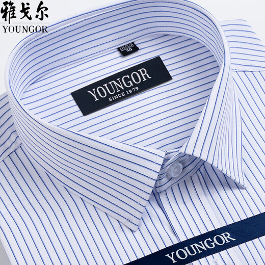 Maire Yageo Short Shirt Men's Pure Cotton Free Fer Business Casual Striped Shirted Papa d'âge moyen Summer Coton Inching Coton pouce DX6623 38