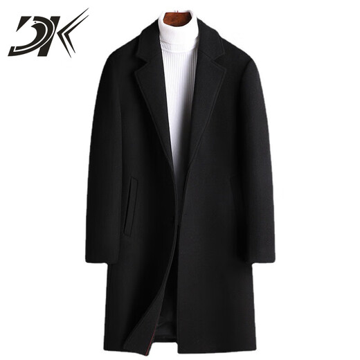 DK brand men's woolen coat men's winter new thickened warm mid-length windbreaker business casual jacket gray M 170