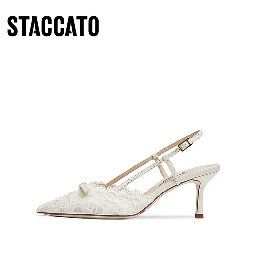 Sijiatu Yang Mi same style as 2025 autumn Burano fairy stiletto high heel sandals EC134CH5 vanilla cream rice 36