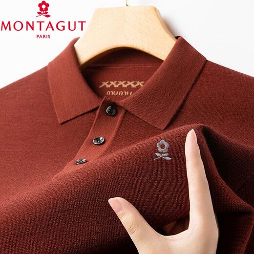 Montagut 100 puro camiseta de manga larga de lana larga suéter de solapa para hombres primavera y polo de papá de mediana edad de otoño polo hierro gris br2603t m 165/(sugerido 90-120 Jin [Jin equivale a 0.5 kg])