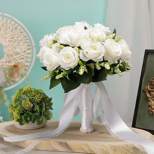 Hand-held flowers bride Korean wedding wedding marriage marriage certificate simulation bouquet forest wedding photography props hand-held flowers Three lives Three Worlds wrist flowers
