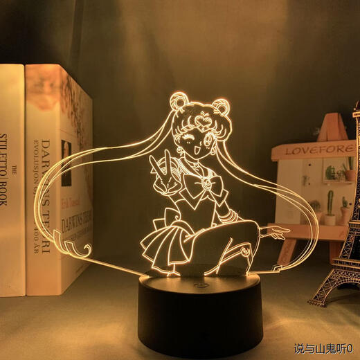 Sailor Moon periphere Figuren Moon's Wild Kaninchen Feuer Wilder Erde niedliche Glühbirne Stand -up -Karten -Ornament Nachtlicht Geschenk DM257 Mondhase (wiederaufladbares Modell) Bluetooth Audio 7 Farblichthalter