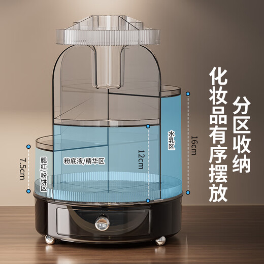 KAMAN rotating cosmetic storage box 2025 new black high-end skin care product storage rack makeup brush bucket lipstick box rotating makeup box high style 1