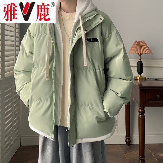 
Yalu fake two-piece cotton jacket men's winter loose casual thickened warm cotton jacket Japanese trendy hooded cotton jacket [9999] apricot color L (recommended 140-150Jin [Jin equals 0.5 kg])