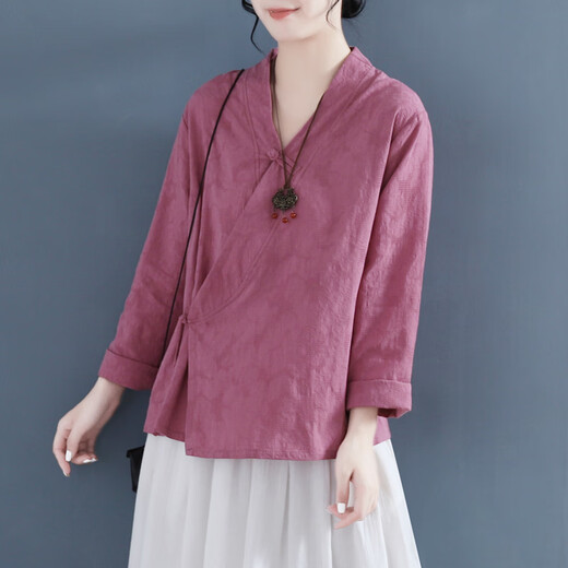 Zhufan Zen Kleidung für Frauen große Zen Kleidung für Tang Dynastie Kleidung für Frühlings- und Herbst -chinesische Baumwolle und Linie verbesserte Hanfu neue chinesische Stil Buddhist Zen Blue Long Sleeve M empfohlen 100/120 Jin [Jin gleich 0,5 kg]