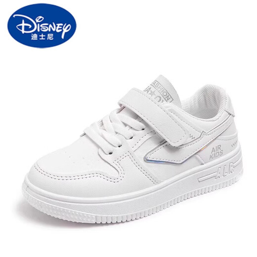 迪士尼（DISNEY）童鞋儿童小白鞋春夏新款女童皮面软底板鞋大童运动鞋男童网面鞋子 826白色 26 内长16.5cm