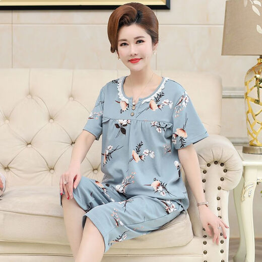 Mutterpyjamas mittleren Alters für Frauen im Sommer im Sommer reines Baumwollkurzärmel-Hosen mit mittleren und älteren T3937 XL (115-135jin [Jin ist 0,5 kg])