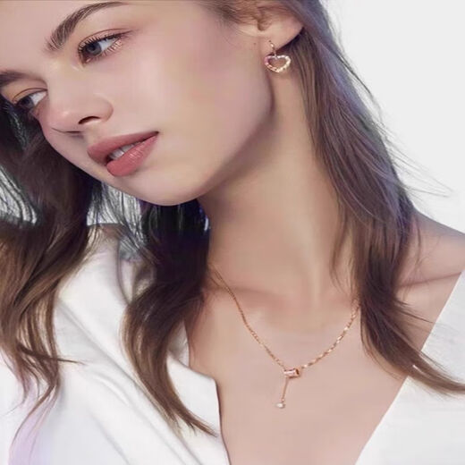 Yage IDo 18K gold diamond necklace small waist rose gold clavicle chain light luxury jewelry pendant Valentine's Day gift 18k gold necklace (2.8g)