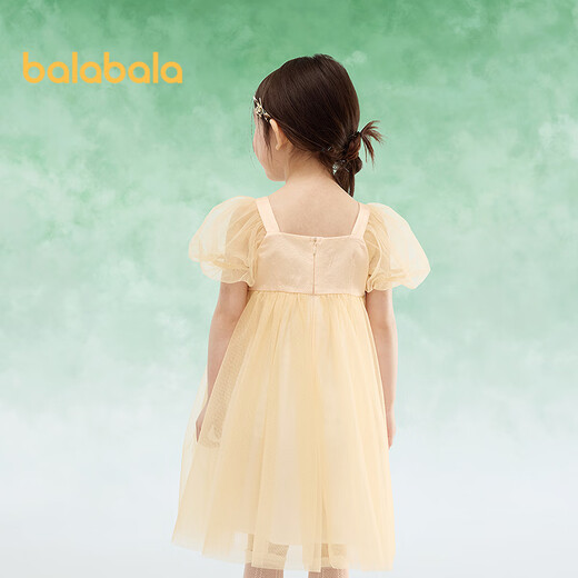 Balabala Girls Skirt Children's Dress 2025 Summer Dress for Toddlers and Toddlers Puff Sleeve National Style Mesh Skirt 208225111027