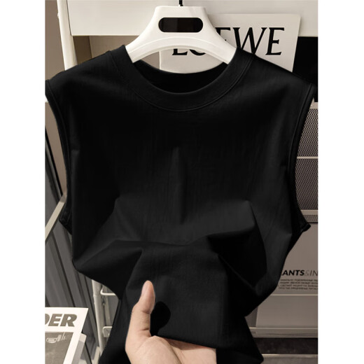 
[Heavy 100% cotton] Summer vest men's round neck sleeveless T-shirt sports vest fitness couple outfit white 2XL