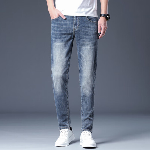 Gozan Luxus High-End Jeans-Print-Spring und Sommer neuer Stil Slim Feet Casual Vielseitige Hose Herrenmarke Tianhu Blue 6630 28 (2 Fuß 1)