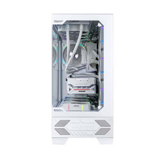 VALKYRIE VK03 LITE Gaming-Gehäuse mit Display, Meerblick, Zimmerpanorama, säulenfreier Touchscreen, ATX-Rückstecker, 360 wassergekühlt, 270 Vollsicht, weißer Spielbildschirm, Computergehäuse VK03 Lite weiß + Prism 5Pro-Lüfter * 7
