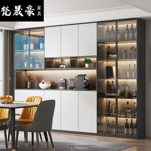 JPHZNB2025新款餐边柜高柜一体靠墙现代简约轻奢客厅餐厅家用茶水酒柜收 款12240*40*220包安装