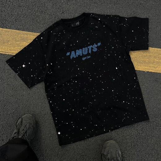 KFPF美式2025新款夏季短袖男夏季T恤印花宽松满天星男士上衣半袖 丨满天星黑色短袖丨[SS719] XL [130-145斤]