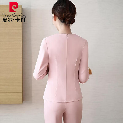 皮尔卡丹美容师工作服女美容院养生馆SPA会所产康师月子中心工装套装 6296粉色上衣+裤 L