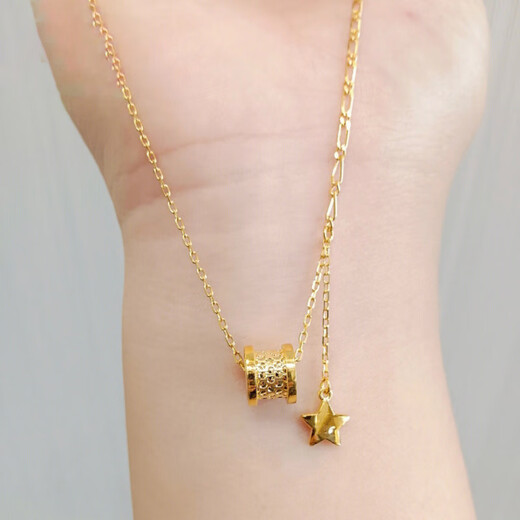 OFK old phoenix 999 gold new style small waist five-pointed star AB chain necklace is versatile, fashionable and light