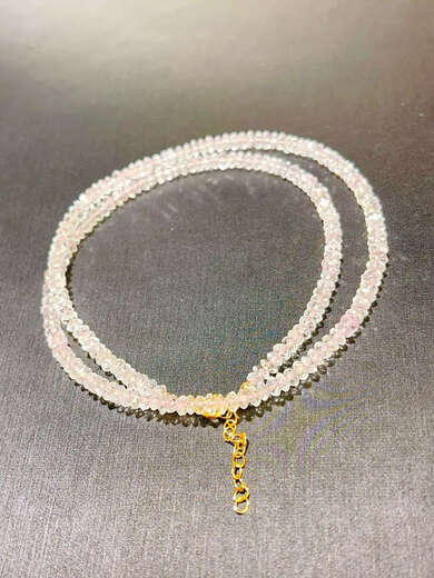 Kechu Ruyijia high ice seed pink morganite pink diamond fire color extra good 14k button necklace